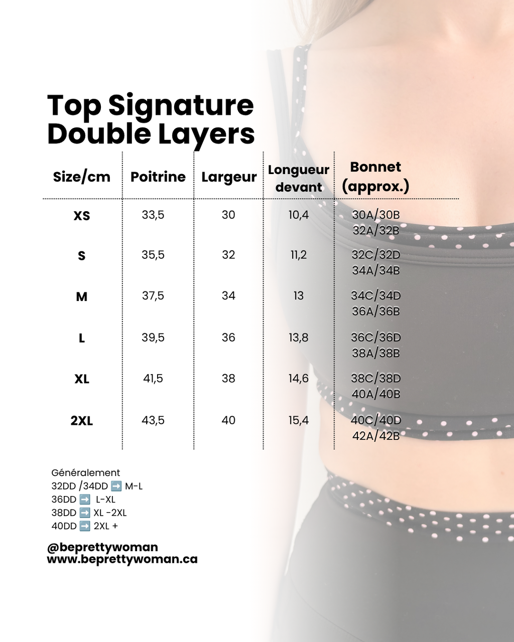 Le Top Signature double Layer «noir à pois roses»