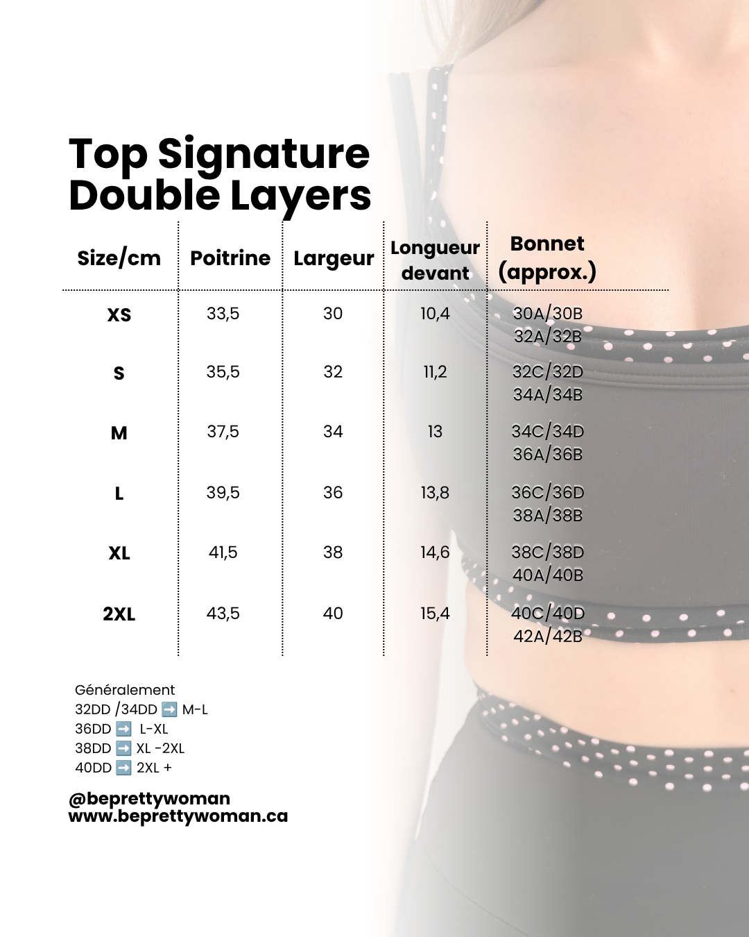 Le Top Signature double Layer «noir à pois roses»