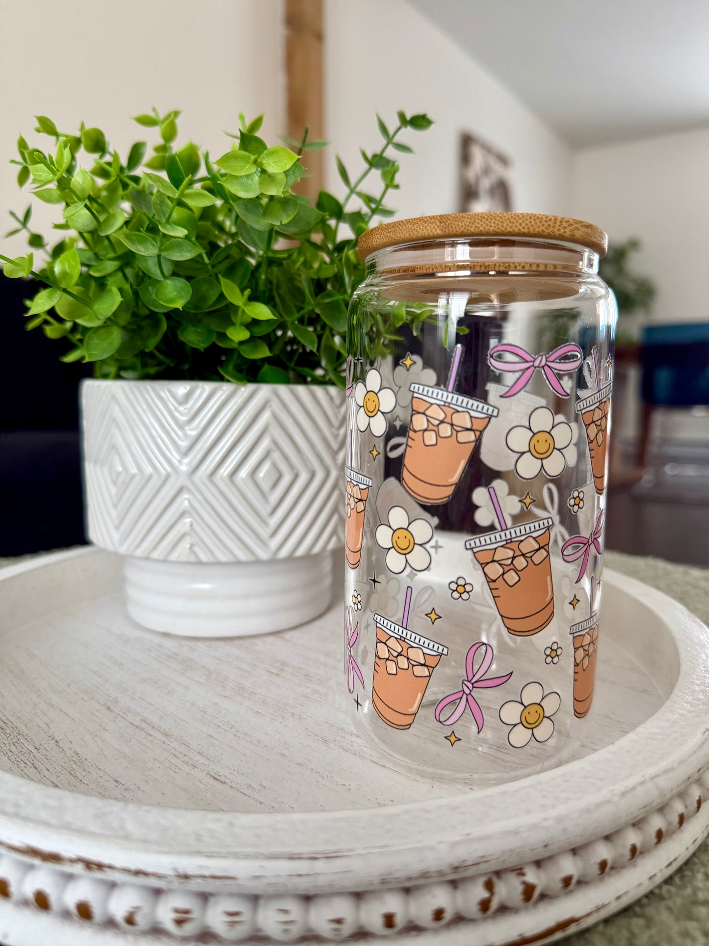 Verre Ice coffee flowers 16 onces